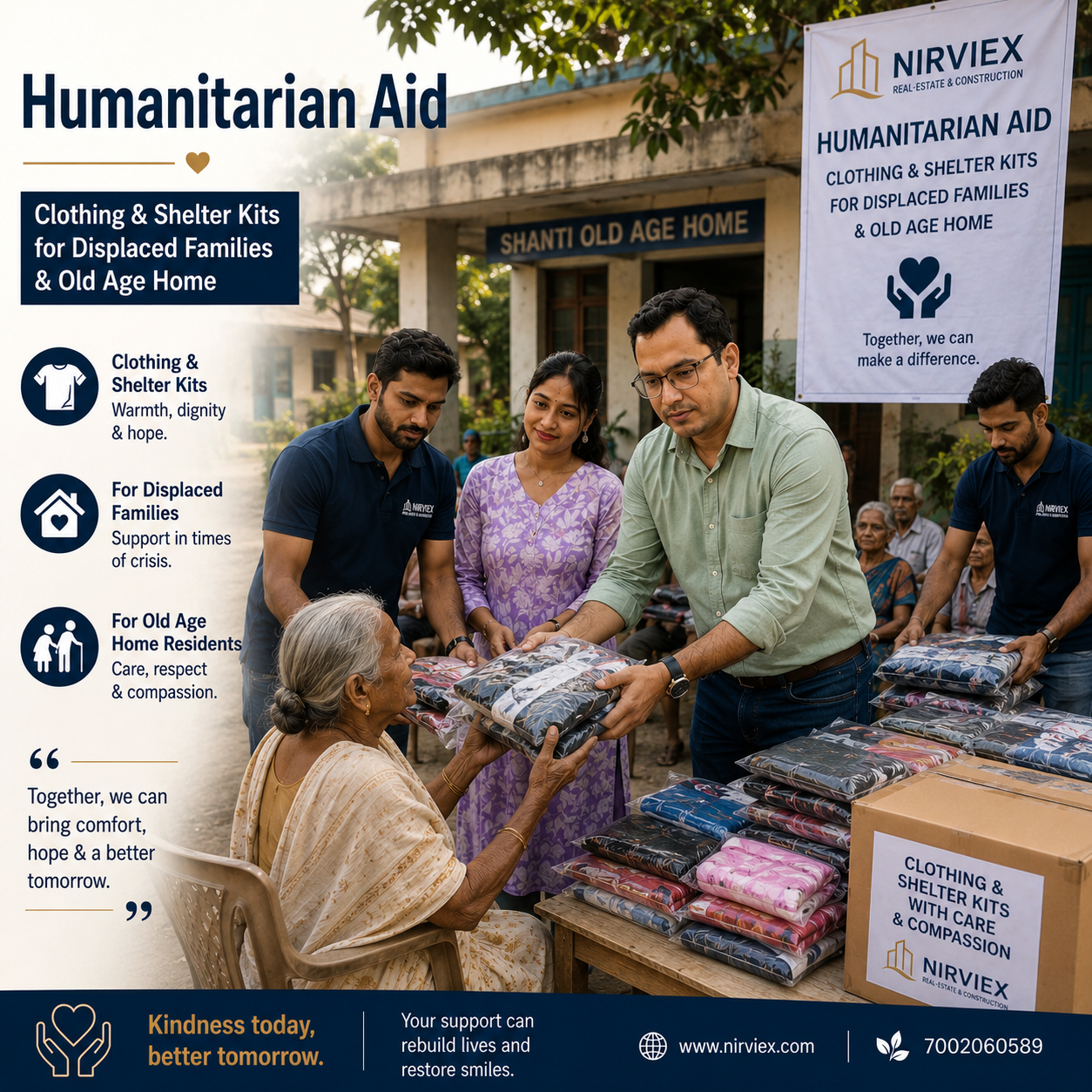 Nirviex clothing and shelter donation